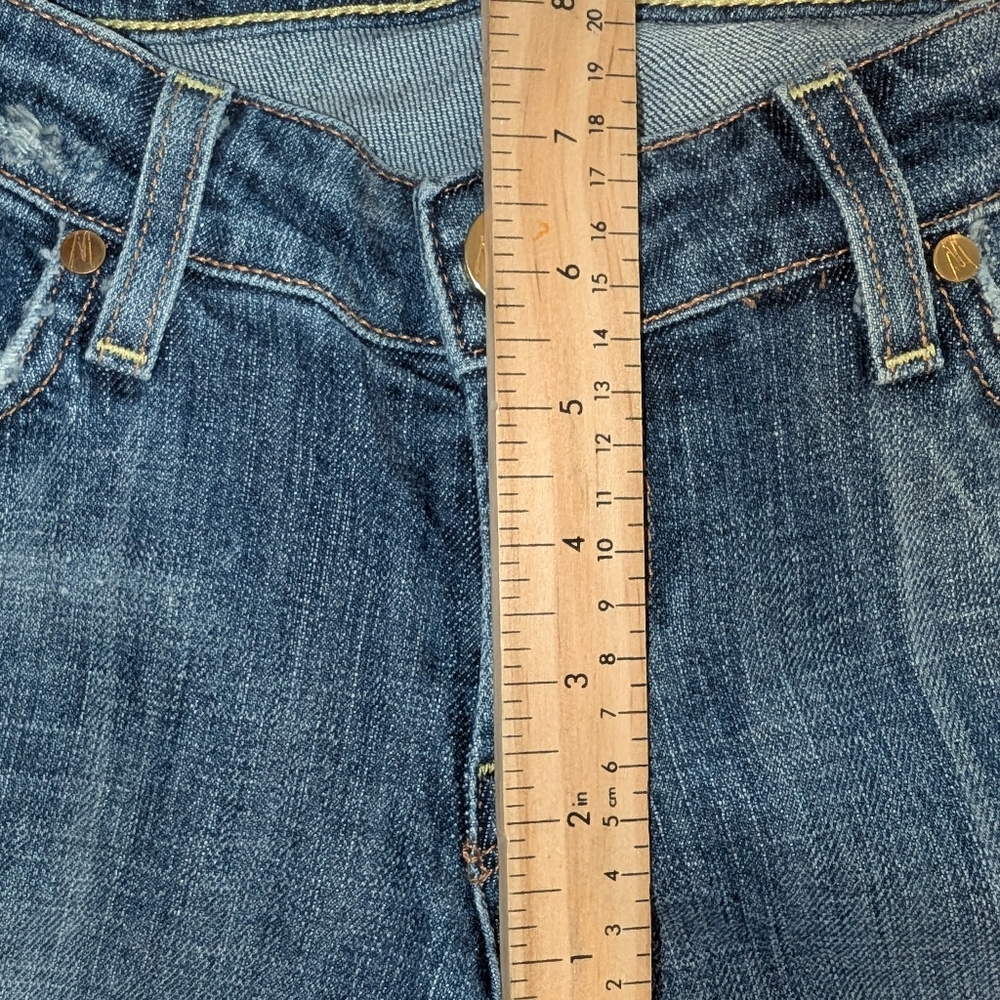 Y2K Dark Wash Low Rise Bootcut Jeans With Gold Rhinestone - Picture 6 of 9